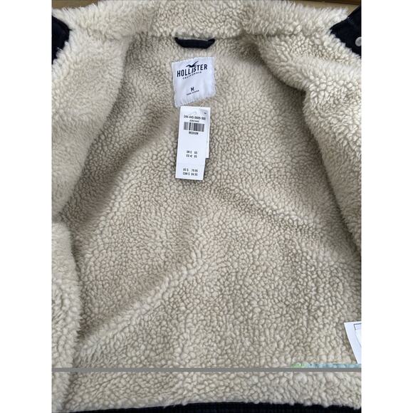 Hollister Black Denim Fleece Lined Cropped Jacket Women’s Medium 38” Chest NEW - Picture 9 of 9